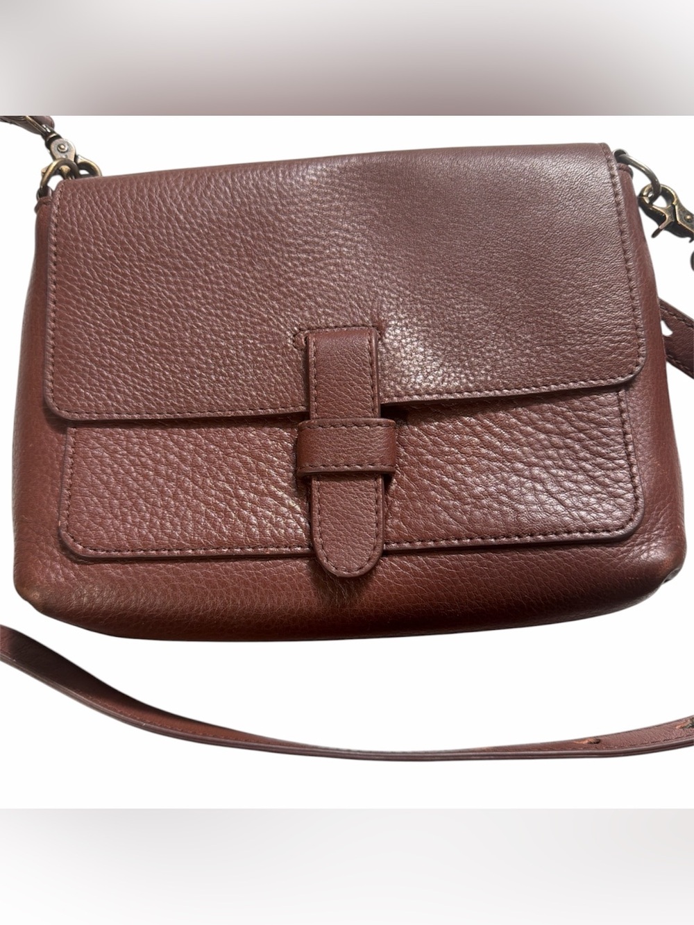 LL Bean Signature Brown 100% Leather Crossbody Bag 7x10